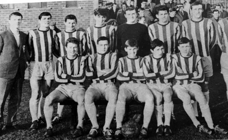 Photo: Cumbernauld United. Kenny Dalglish and Derek Currie.